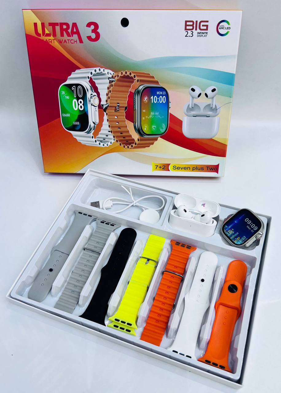 ساعت هوشمنداولترا ۳ و هندزفری با ۷بند مچی
