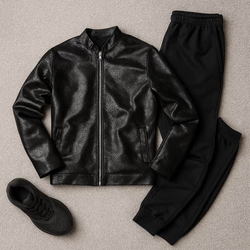 کاپشن چرم طرح پوست مار ساده مردانه مدل Yasan ویژه.پرداخت درب محل