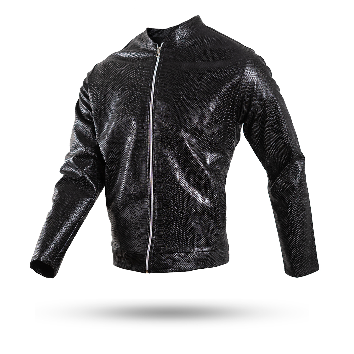 کاپشن چرم طرح پوست مار ساده مردانه مدل Yasan ویژه.پرداخت درب محل